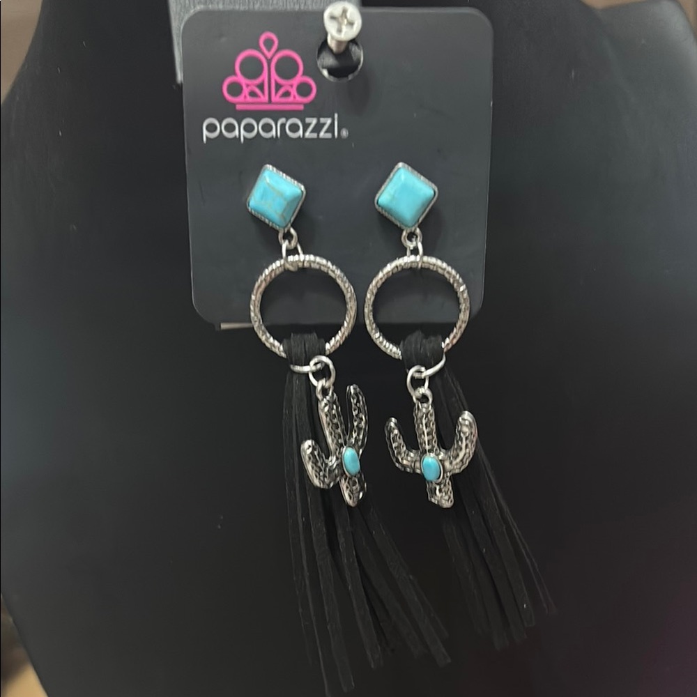 Paparazzi Silver and Turquoise Earrings